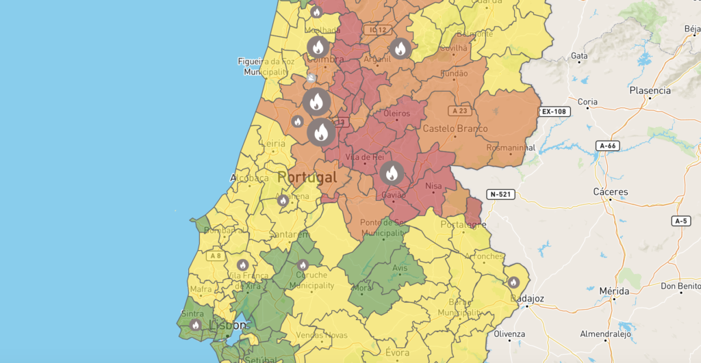 Pożary w Portugalii aktualna sytuacja pozary Portugalia opis gdzie kiedy zagrożenie pożarowe 